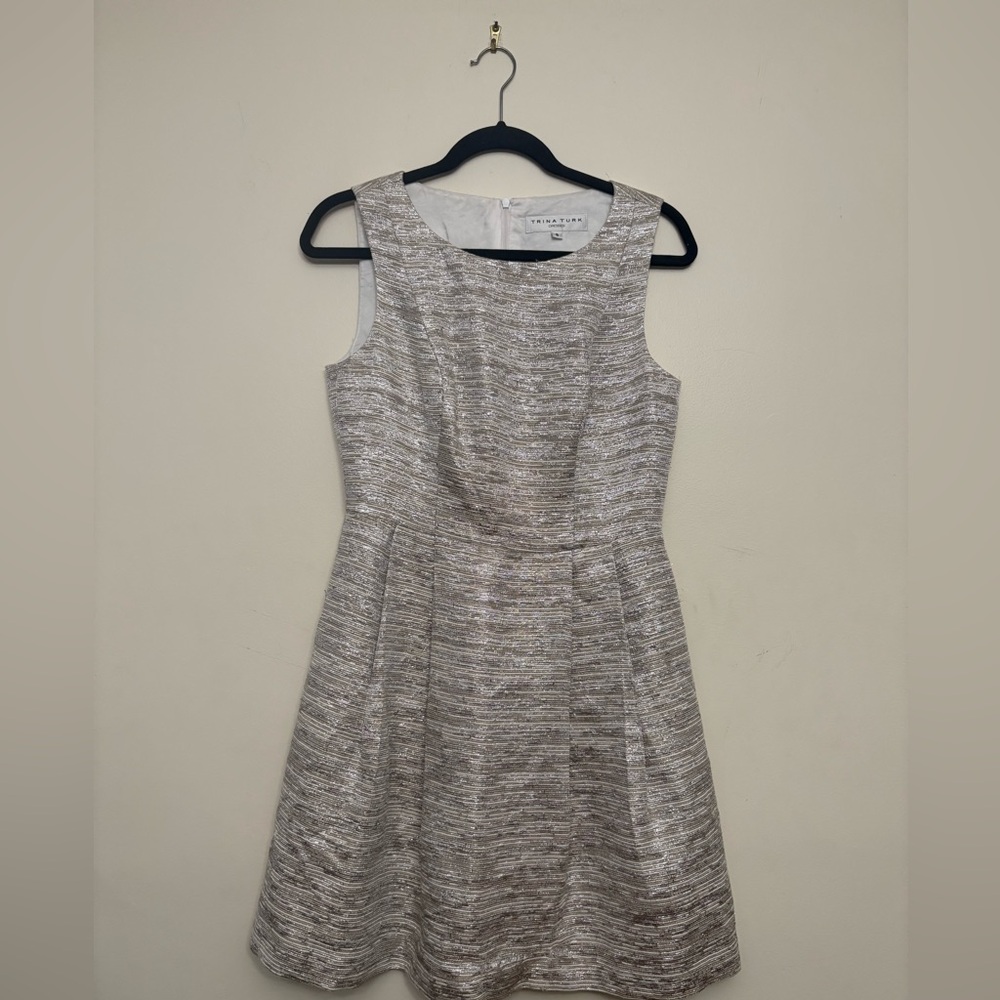 Trina Turk Metallic Silver Mini Dress